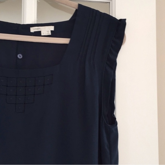 Vince Navy Silk Flutter Sleeve Blouse - Picture 3 of 4